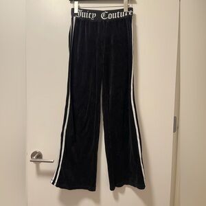 Juicy Couture “Velvet” (Velour) Black Joggers with White Stripes
